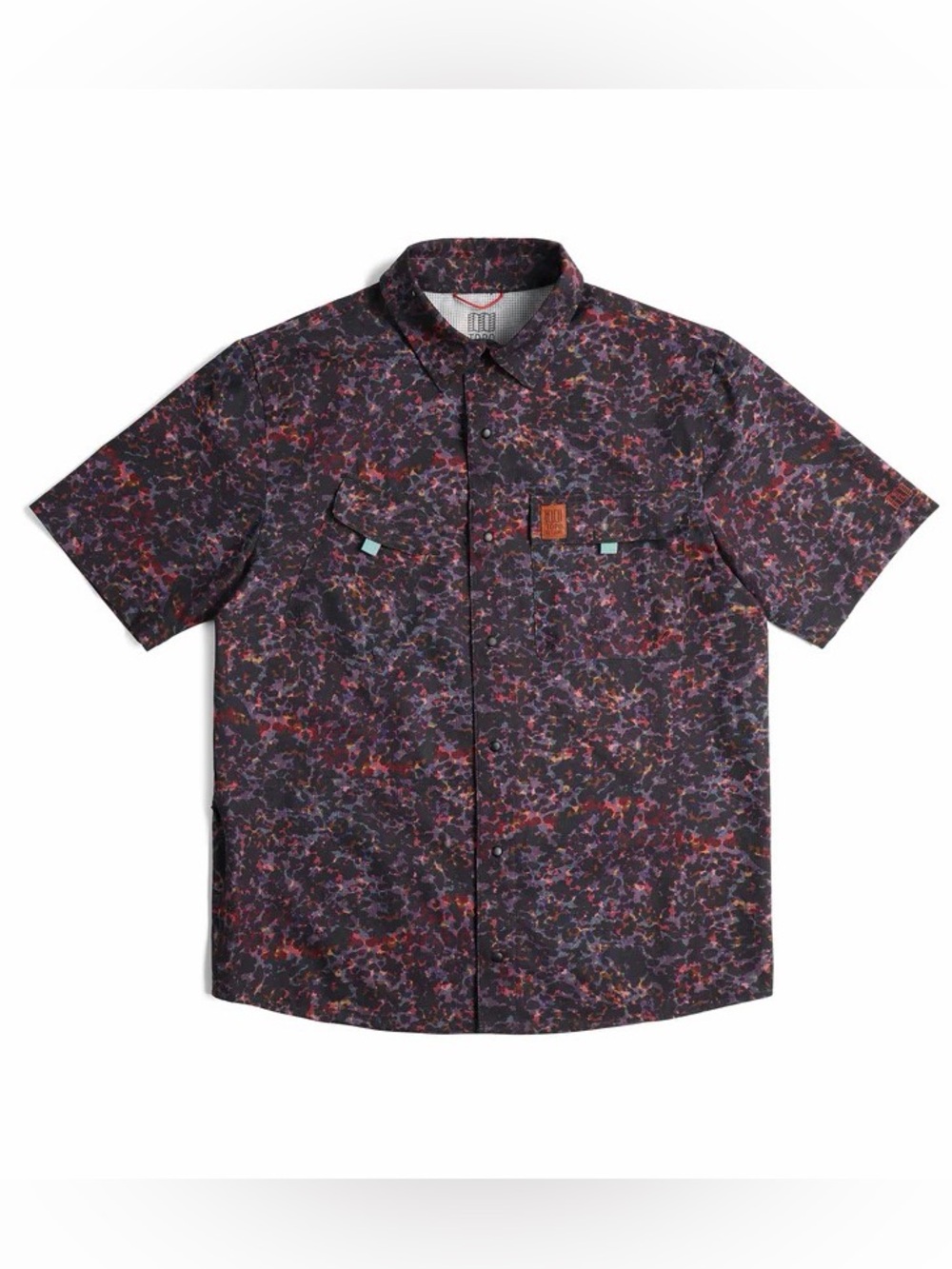 NWT Topo Women's Retro River Short Sleeve Shirt - Black Meteor Pattern - SMALL